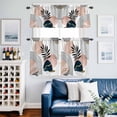 thumbnail image 2 of Bohemian Navy Kitchen Curtains Valances and Tiers Set of 3 Pink Tropical Palm Trees Plants Abstract Art Tier Curtains and Valance with Rod Pocket for Small Windows, 27.5"x24", 2 of 9