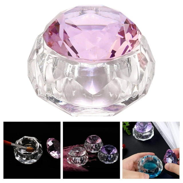 Plato Dappen Salvador Cristal con Tapa para Herramientas Manicura Rosado