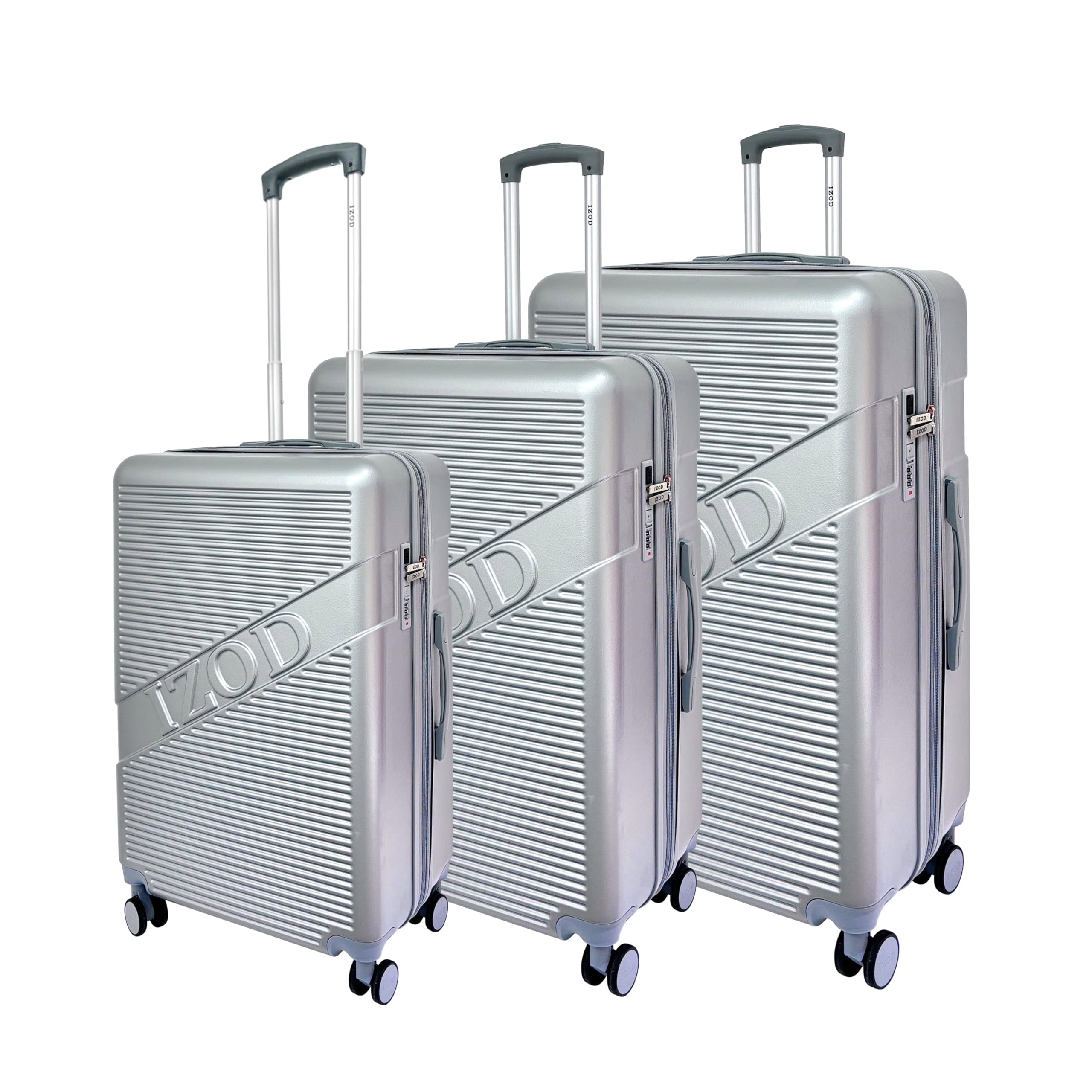 IZOD Harper Expandable Luggage Set - Stylish and Functional 3 Piece Luggage Set - Water-Resistant Zippers - Spinner Wheels Luggage Set - Versatile Sizes: 28", 24", and 20" (Slate Grey)