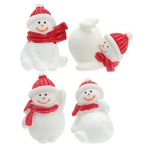 LITINKIMI 4Pcs Miniature Snowman Figurines Christmas Tiny Resin Snowman Decoration with Hat Scarf Xmas Micro Landscape Ornament Winter Mini Sculpture Decor Christmas Statue for Crafts DIY Xmas Party