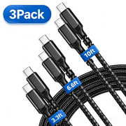 USB C to USB C Cable, 3-Pack Braided 100W Fast Charging Cable [3.3FT+6.6FT+10FT], Type C Charger Cord for iPhone 17 16 15, Samsung S26 S25 Ultra, MacBook, iPad and More