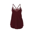 thumbnail image 5 of Gustave Women V Neck Lace Trim Cami Tops Spaghetti Strap Camisole Sexy Fashion Tank Tops Loose Sleeveless Shirts "Wine Red, M", 5 of 7