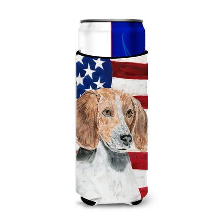 

English Foxhound USA American Flag Ultra Beverage Insulators for slim cans