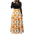 thumbnail image 2 of LEKWK Halloween Dresses for Women Graphic Print Long Sleeve Maxi Dress Crewneck Vintage Funny Holiday Party Cosplay Medieval Dress, 2 of 6