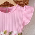 thumbnail image 5 of Gubotare Girls Floral Sleeveless Dress Ruffle Sleeve A Line Dress Zipper Back for Summer Casual School Party Outfit (Light Pink,3-4 Years), 5 of 5
