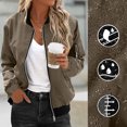 thumbnail image 2 of Htigea Womens Bomber Jacket Coat Casual Stand Collar Zip Up Lightweight Fall Fashion Jackets Outfits with Pockets Brown XL, 2 of 7