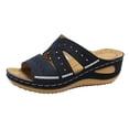 thumbnail image 2 of Domuza Orthopedic Sandals for Women Slip on Non Slip Arch Support Flat Wedge Sandals Wide Width Orthopedic Slippers 2026 New Beach Vacation Foam Shoes Black 8（EU-40）, 2 of 5