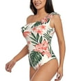 thumbnail image 3 of Picia Lilies Flowers Pattern Women's One Piece Swimsuits,One Shoulder Swimwear Asymmetric ,Ruffle Monokinis Bathing Suits,High Waisted Flattering Bathing Suits-Small, 3 of 8