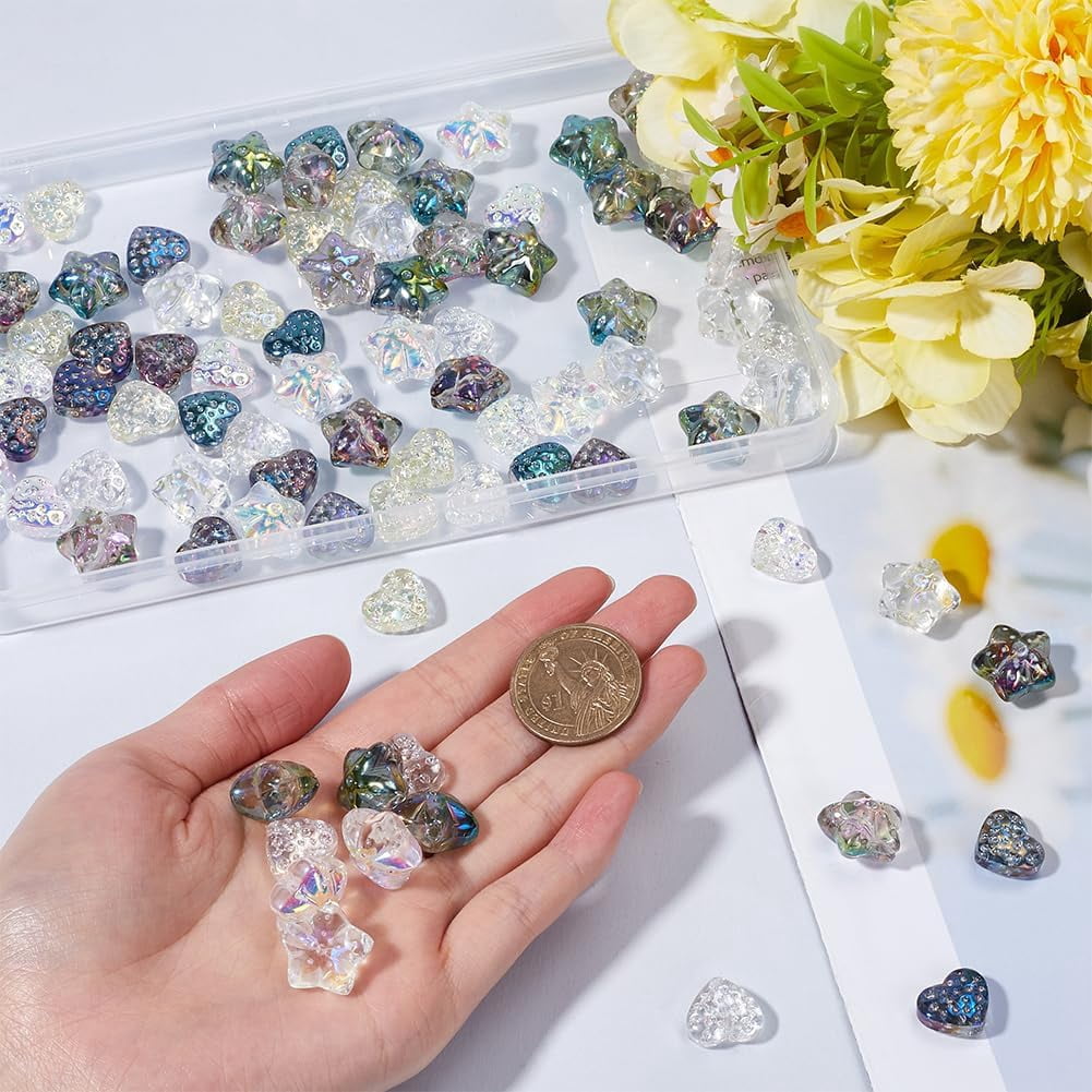 1set 120pcs 10 styles Electroplate Transparent Glass Beads sets Mixed color 15~16.5x13~17.5mm Hole: 1.2~1.4mm 12pcs/style