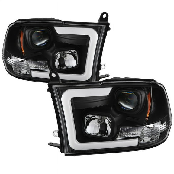 Spyder Auto Headlight Assy, Projector Beam With LED Halo; Blk Plastic Housing; Clear Lens; Clear Bulb; Set of 2 Fits select: 2013-2018 RAM 1500, 2009-2012 DODGE RAM 1500