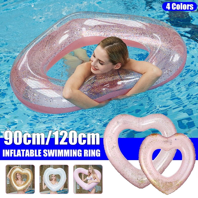 Floats, Rafts Two Gold Glitter Drink Floats Adult Size Inflatable Pool Float Heart Shape Tube