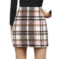thumbnail image 2 of Blotona Women Wool Plaid Mini Skirt High Waist Winter Faux Wool Pencil Skirt Elegant Casua Vintage Mini Pencil Skirts Preppy Clothes for Teen Girls, 2 of 4