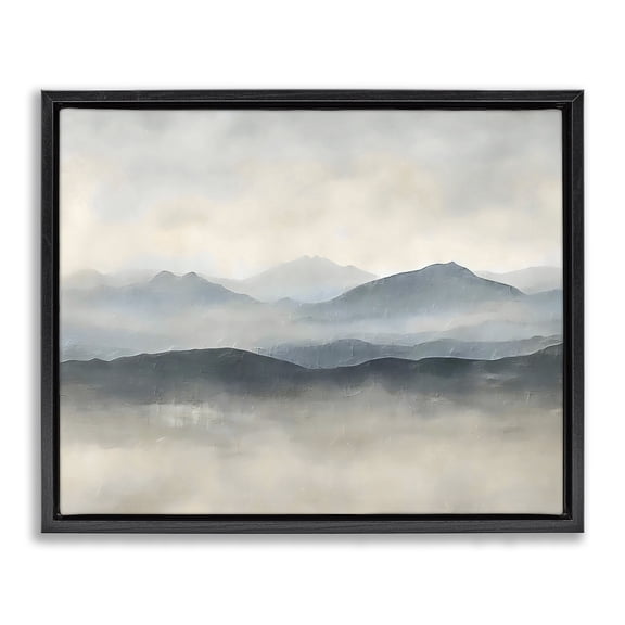 Stupell Industries Misty Muted Mountainscape Black Framed Floater Canvas Wall Art, design by Riley B