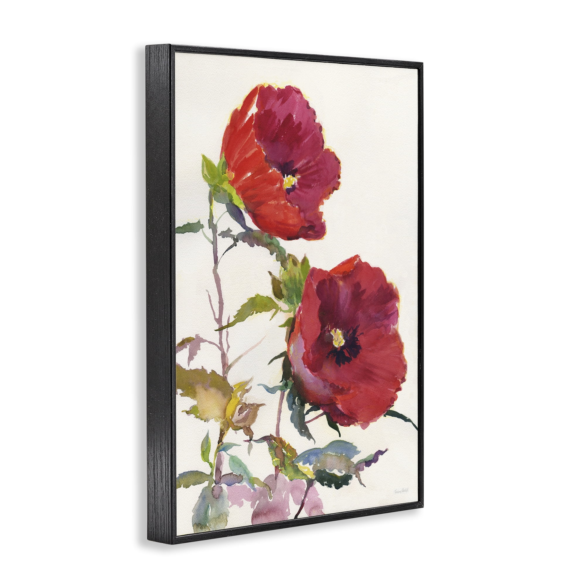 Stupell Industries Bold Red Poppies Botanical & Floral Painting Black Framed Art Print Wall Art, 20 x 30