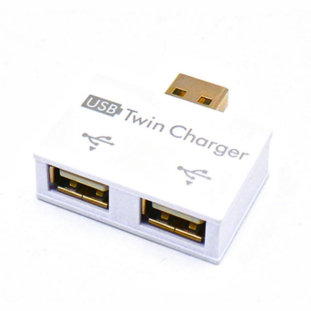 Mini USB Hub 2 Port USB Twin Charger Splitter Adapter Converter for PC USB Flash Drives