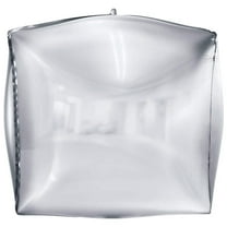 16 inch 3D Cube - Metallic Silver Foil Mylar Balloon - Party Supplies Decorations