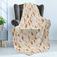 thumbnail image 4 of Aztec Soft Flannel Fleece Throw Blanket, Feather Motifs Symbolic Traditional, Cozy Plush for Indoor and Outdoor Use, 50" x 70", Pale Pink Orange, by Ambesonne, 4 of 5