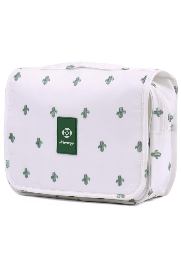 Hanging Toiletry Bag for Women Travel Makeup Bag Organizer Toiletries Bag for Travel Size Cosmetics Essentials Accessories (Cactus White) C21