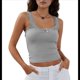 thumbnail image 3 of Camisola de Tirantes para Mujer, , Ajustada, de Punto Acanalado, con Encaje, para Verano, con Cuello Cuadrado y Sin Mangas. Fresno de Flores L, 3 of 10