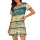 thumbnail image 1 of Disketp Retro Wooden para Camisón Corto de Manga Corta para Mujeres, Camisón Cómodo con Escote Redondo, Bonito y Confortable, 1 of 6