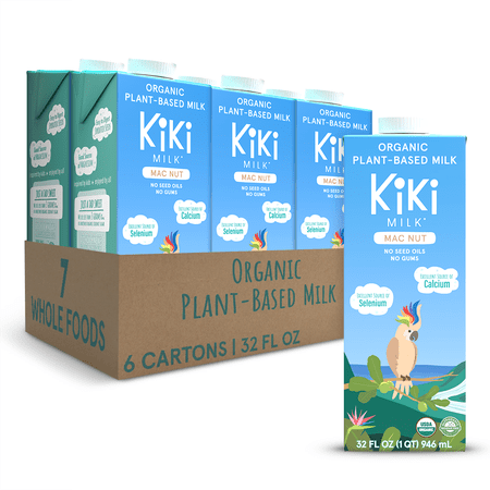 Mac Nut Kiki Milk - Organic - Calcium & Magnesium Source - Gluten-Free Gum Free GMO Free Dairy Free Soy Free Glyphosate Free - Shelf Stable - (32 oz • pack of 6)