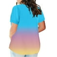thumbnail image 4 of Plus Size Tops for Women Summer Casual V Neck Short Sleeve T-Shirts Loose Comfortable Gradient Tee (XL, Sky Blue), 4 of 6
