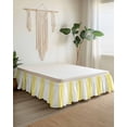 thumbnail image 2 of Lemon Yellow White Gradient Ruffle Bed Skirt Queen Size Simple Pattern Adjustable Elastic Dust Bed Skirts Wrap Around Bedskirt Wrinkle Free Easy Fit with 18 Inch Drop, 2 of 8