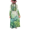thumbnail image 5 of DISNIMO Green Palm Leaf Dress Girls Long Sleeve Dresses Size 7-8 Dresses for Kids Long Swing Dress with Pockets Long Sleeve Crew Neck Dress for Kids Girls Twirl Dresses Soft, 5 of 7