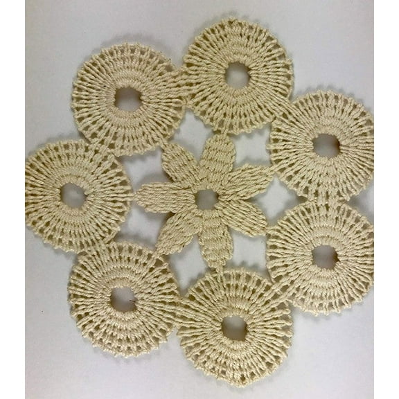 Trimplace Corded Natural Venice Lace Circle - 4 3/4 x 4 3/4