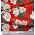 thumbnail image 2 of Soimoi Red Heavy Canvas Fabric Begonia & Peony Floral Print Fabric by the Yard 58 Inch Wide, 2 of 3