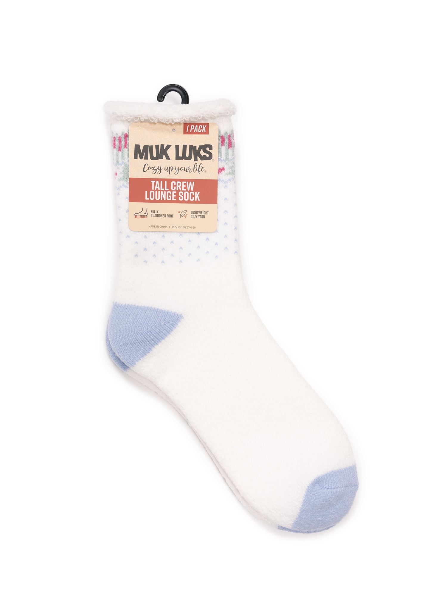 MUK LUKS Women's Tall Crew Lounge Sock, 1-Pack, OSFM