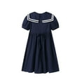 thumbnail image 3 of LittleSpring Nautical Sailor Dress for Little Girls Summer Dresses Short Sleeve Peter Pan Collar Size 7-8, 3 of 6