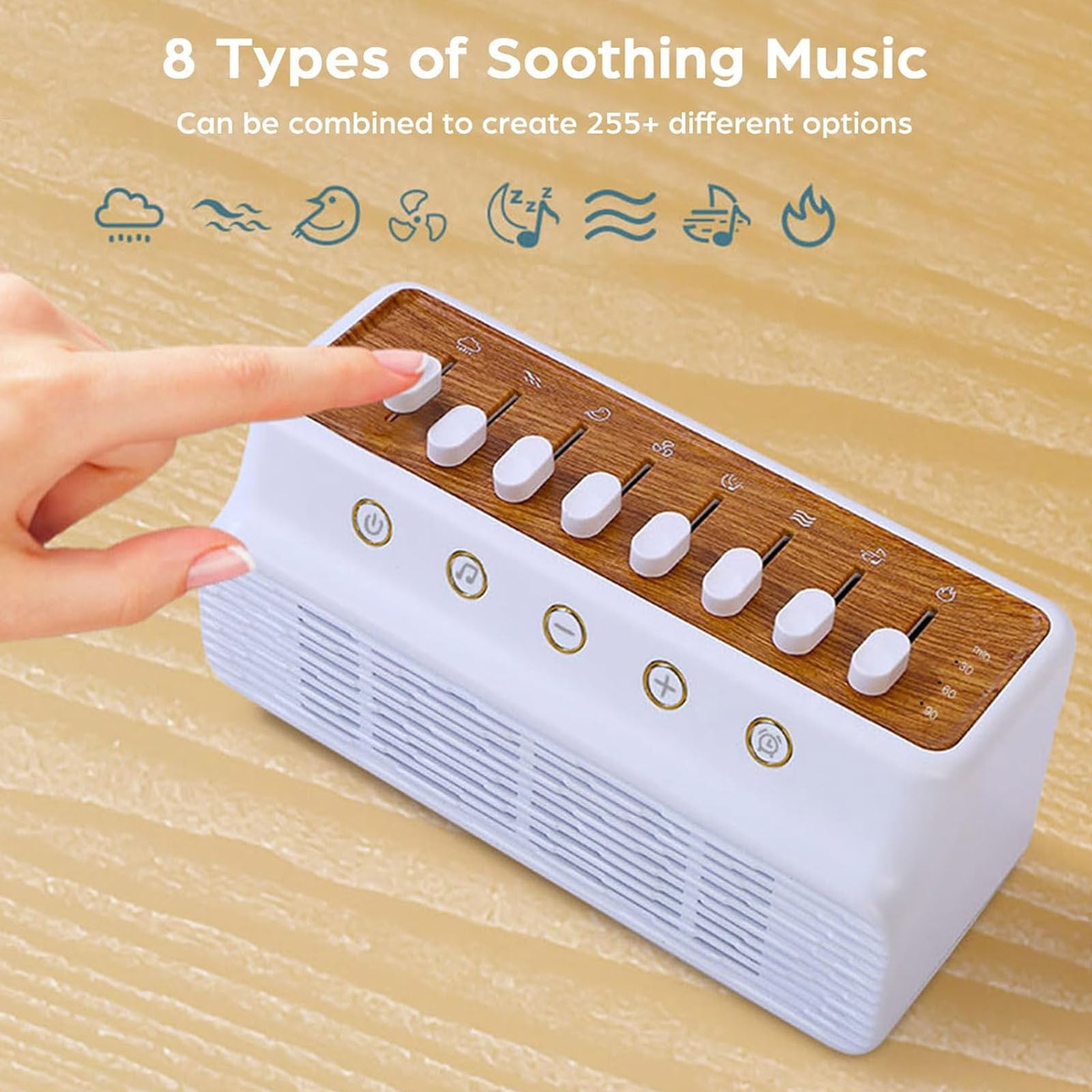 Yooshoverk White Noise Machine Sleep Sound Speaker 8 Nature Sounds Bluetooth Timer Reduces Insomnia Promotes Deep Sleep for Adults and Babies in Bedrooms Home Office Use