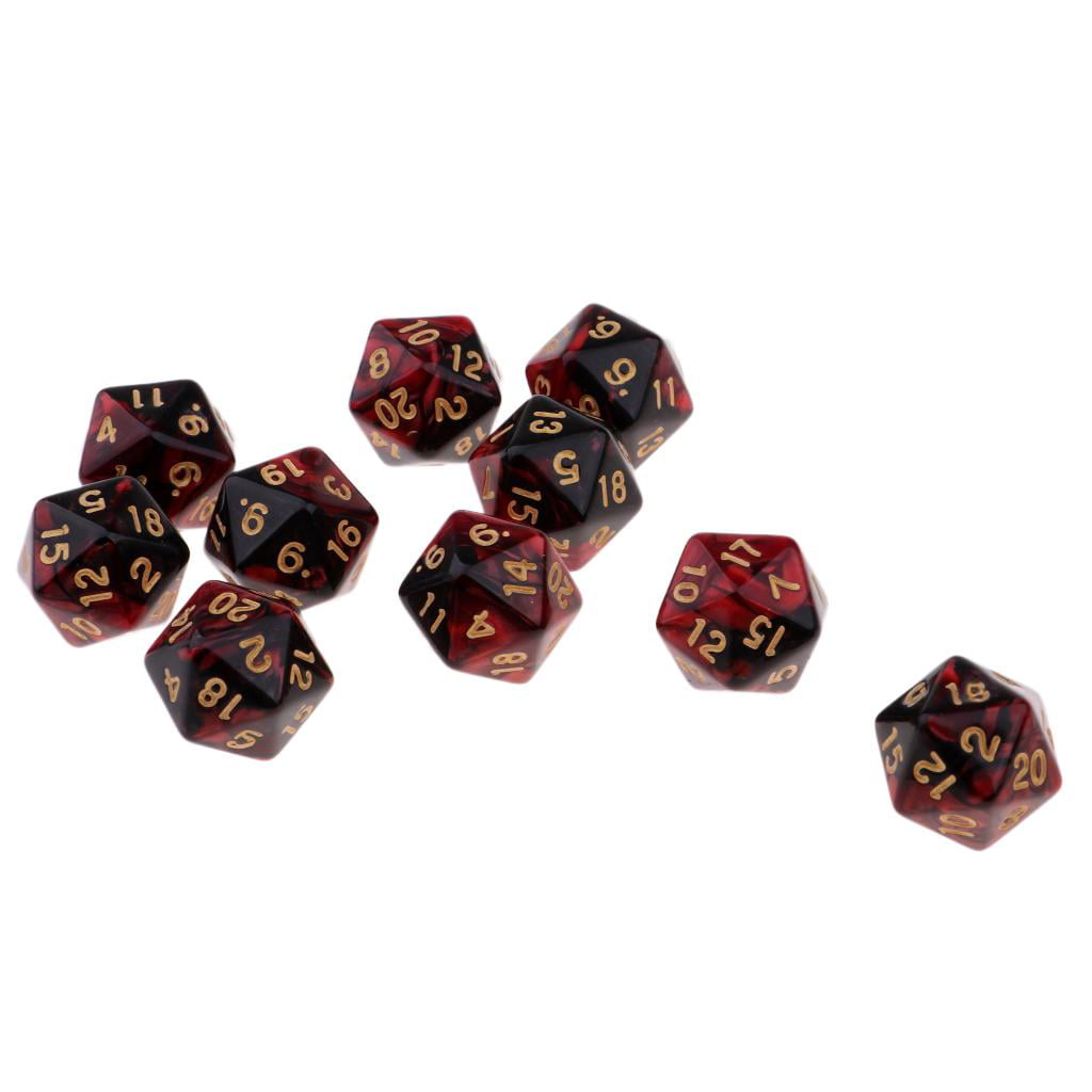 Pack Of 10 Multi-Sided Dices Polyhedral Dice Set D20 for D&D TRPG Cup Games 