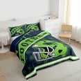 thumbnail image 3 of jejeloiu Rugby Sport Game Queen Comforter Set,Green Football Helmet Bedding Comforter Set For Ball Gamer Reversible 3-Piece, 3 of 8