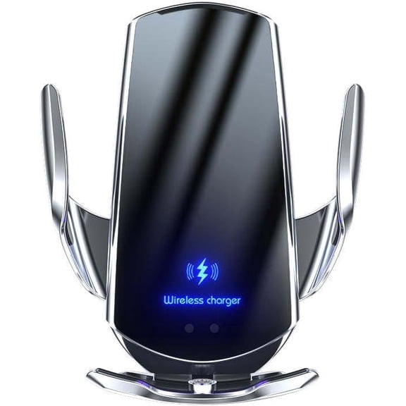 Q3 Smart Sensor Wireless Car Charger Mount, 15W Qi Fast Charging Auto-Clamping Air Vent Phone Holder for iPhone 16/15/14/13/12 Series & All Qi-Enabled Android Phones, Silver