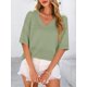 thumbnail image 5 of Suéter PRETTYGARDEN 2025 Cuello en V Tejido Acanalado Verde Medio Talle S, 5 of 8