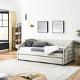thumbnail image 5 of Twin daybed in beige linen, with pull - out trundle / Comfortable seating, extra bed for overnight, 5 of 6