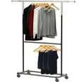 Simple Houseware Double Rod Clothing Garment Rack, Black