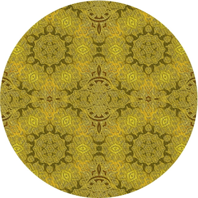 Ahgly Company Machine Washable Indoor Round Transitional Dark Bisque Brown Area Rugs, 4' Round
