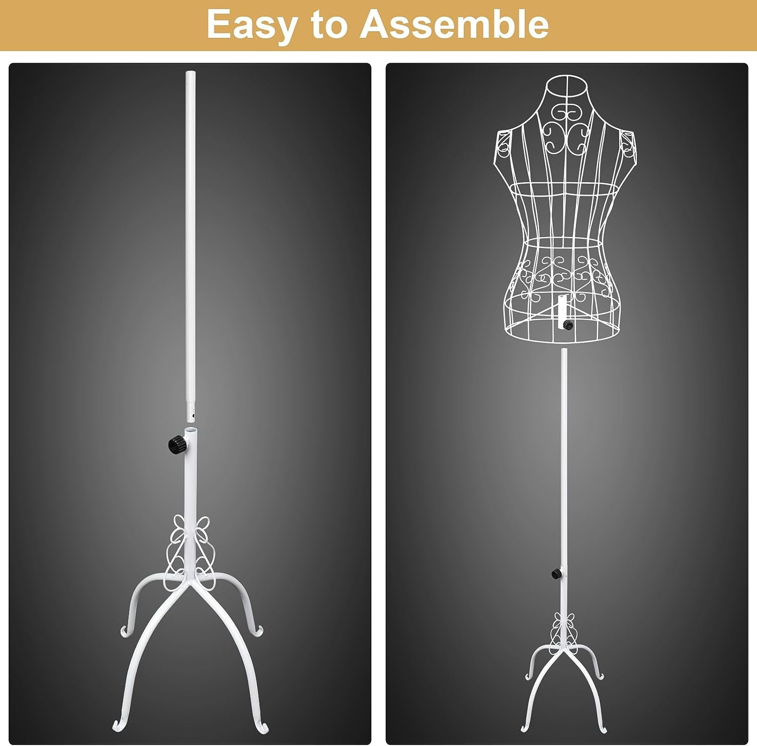 Bonnlo Female Wire Dress Form, Vintage Style Wire Mannequin for Home Decor Display, Small Size Adjustable Height Metal Wire Body