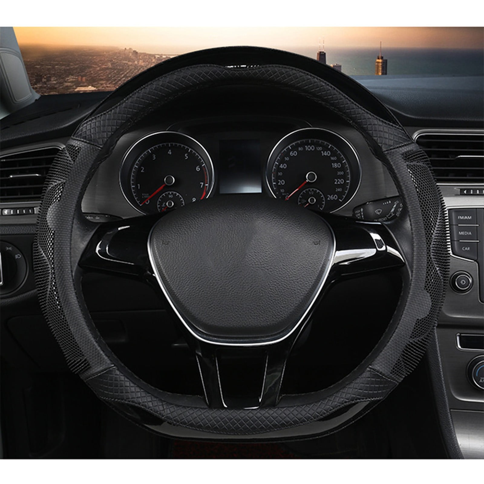 Jacenvly Car Accessories for Women Car Steering Wheel Cover Honeycomb Fashion Men and Women Available Handlebar Cover Christmas Decor