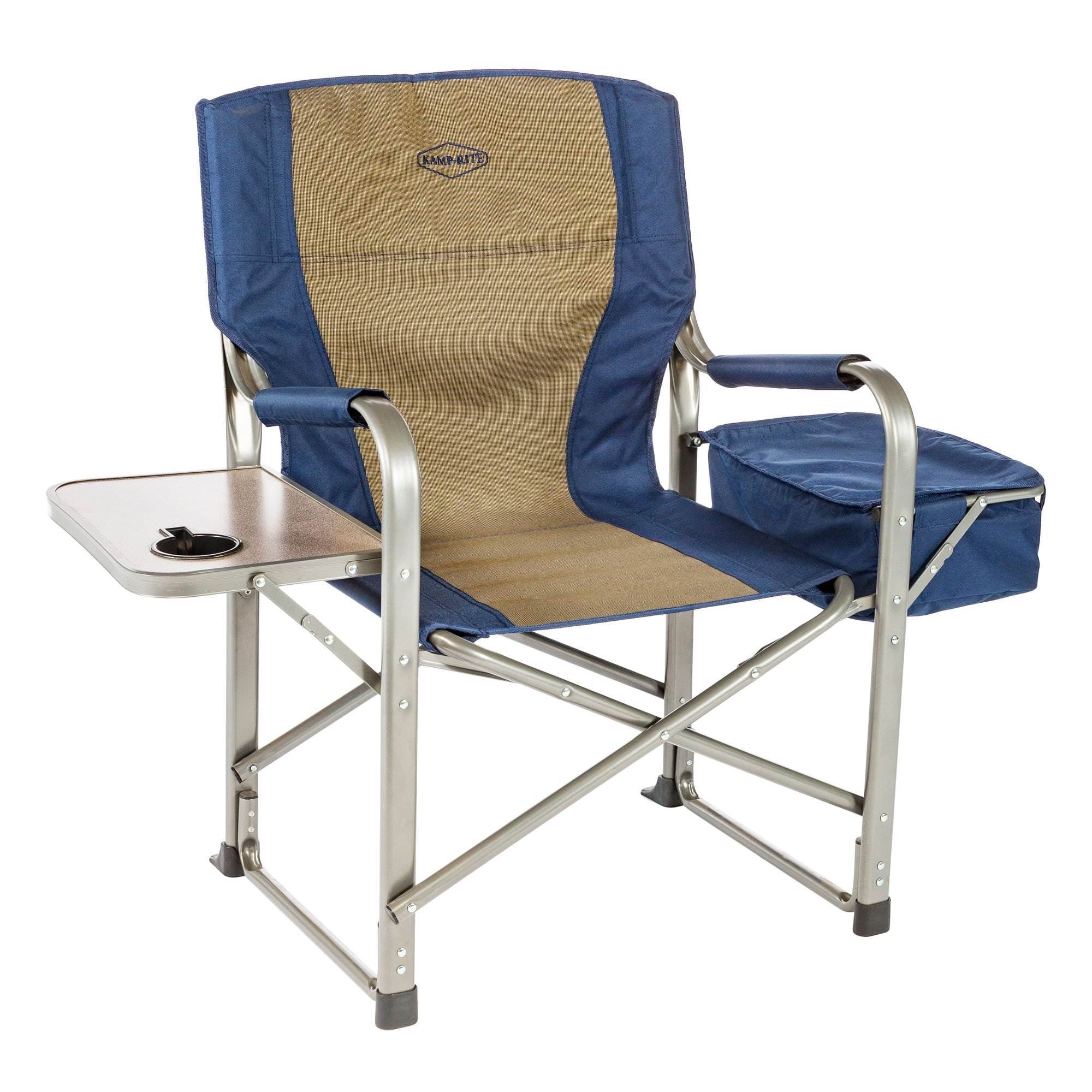 Director Chair Folding Padded Camping Seat with Side Table Drink Holder Blue XXL 