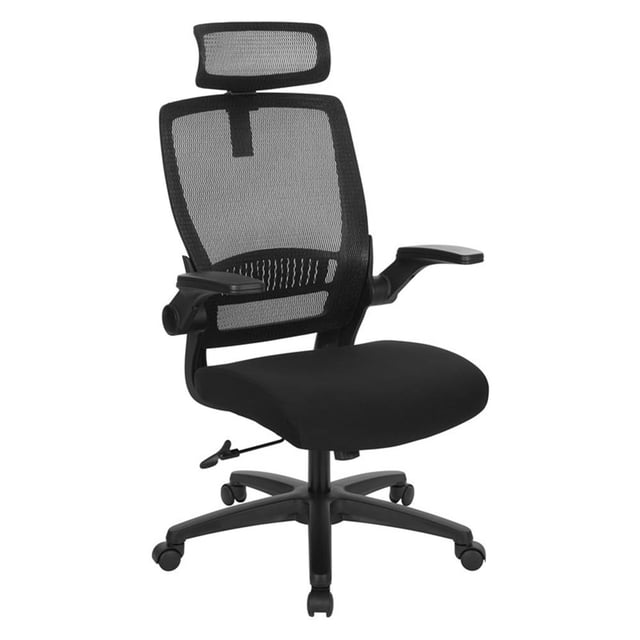 Scranton & Co Manager's Chair with Mesh Back in Black Fabric Seat