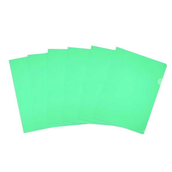 Uxcell 6 Pack L-Type Plastic Folders, Letter Size Clear Folders for Documents, Green
