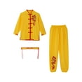 thumbnail image 6 of Yhong Kids Boys Kung Fu Uniform Set Traditional Chinese Embroidered Tai Chi Wing Chun Suit Sport Yellow 120, 6 of 9