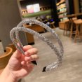 thumbnail image 2 of 1 Uds. Diadema fina de cristal simple retro Diadema antideslizante con doble diamante, 2 of 6