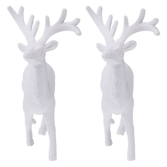 SOPOTUTU 2 Pcs White Deer For Decorations Plastic Holiday Decor For Family Elegant Design
