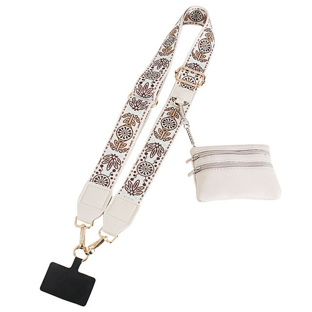 CUITING Clip and Go Phone Strap with Zipper Pouch Crossbody Adjustable Chain Lanyard with PU Leather Wallet for All Phones