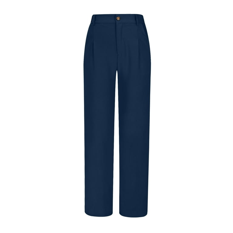 RYRJJ Wide Leg Pants for Women Pull On Button Up High Waisted Dress  Trousers with Pockets Comfy Casual Loose Business Work Palazzo Pants for ...